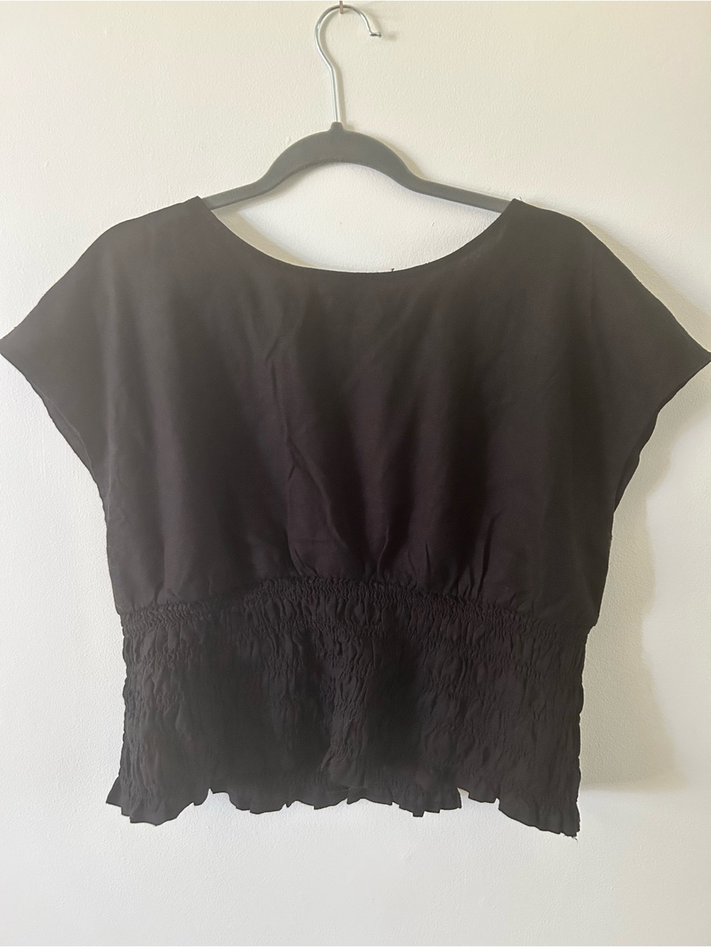 Old Navy Women's Black Smocked Waist Short Sleeve Top